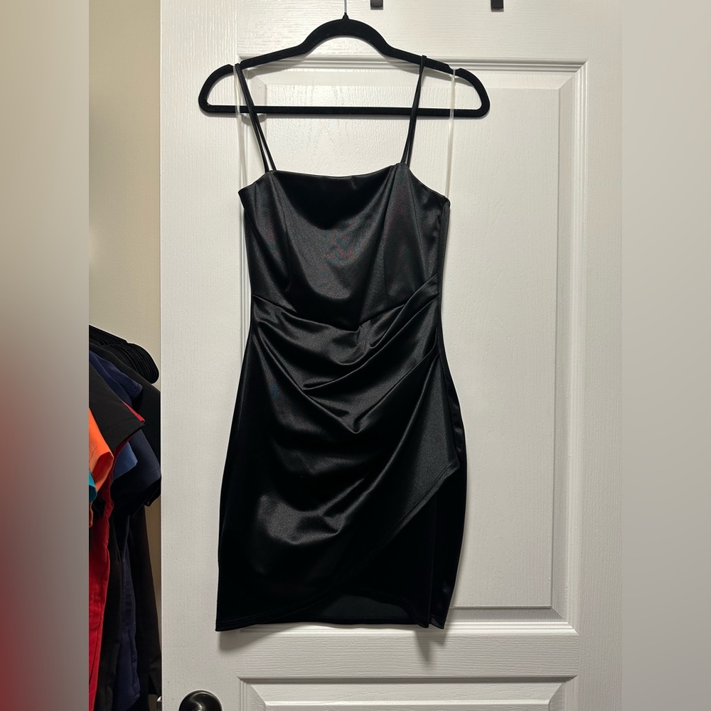 Black Satin Mini Dress